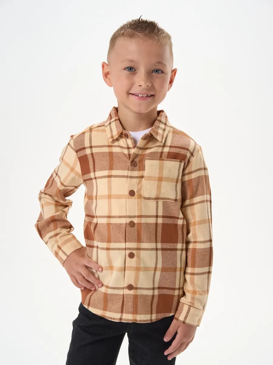 Рубашка для мальчика фланелевая теплая в клетку
