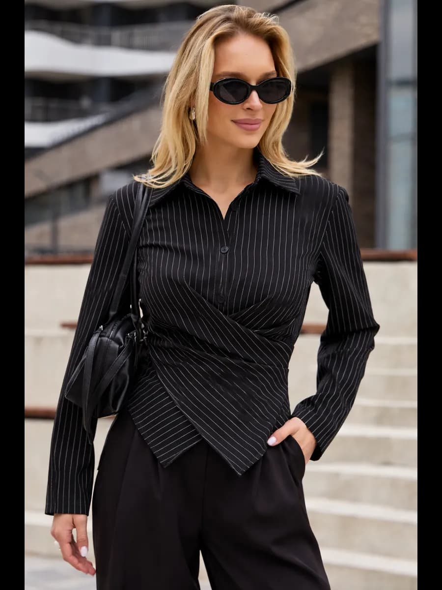 Old money блузка на запах офисная нарядная