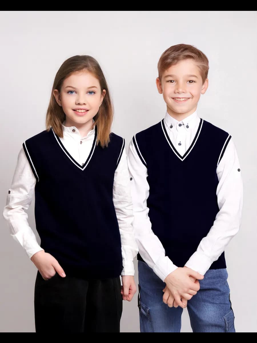 Жилет для девочки мальчика черный белый жилетка школьный