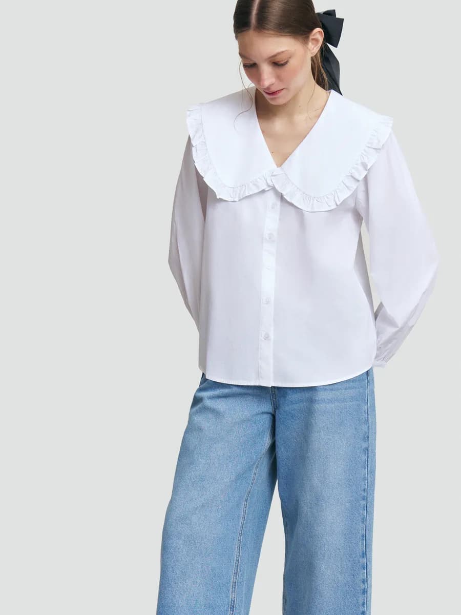 Женская блузка-рубашка с воротником