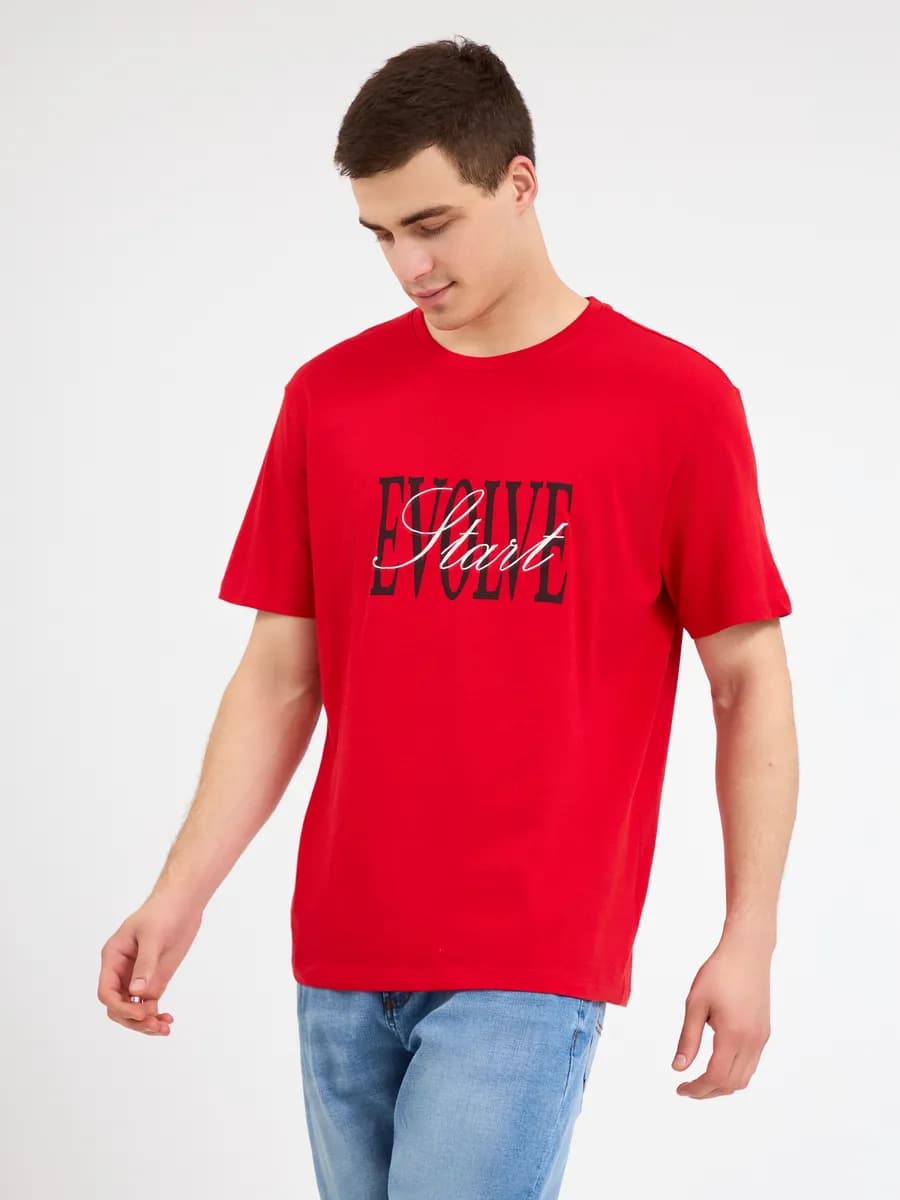 Футболка прямого кроя с принтом - фото 1