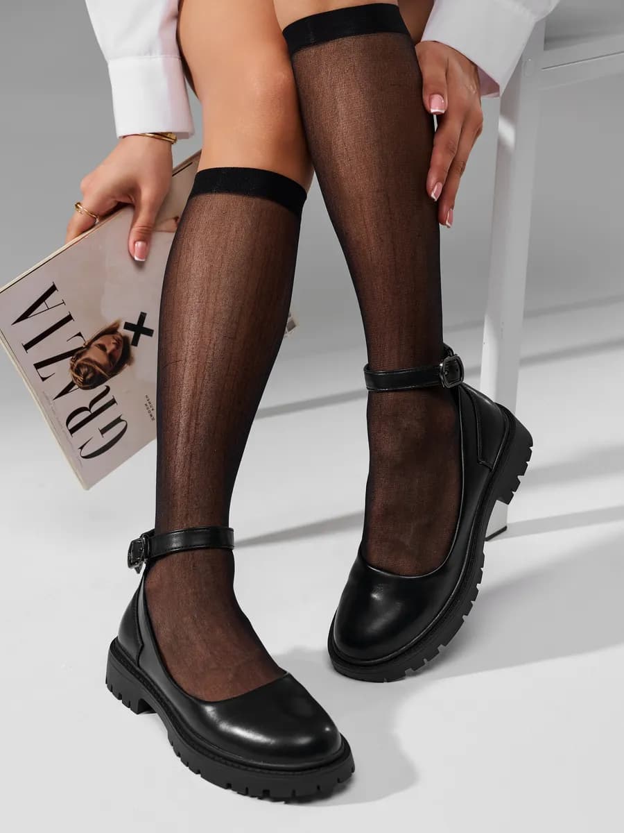 Туфли школьные Мери Джейн на платформе