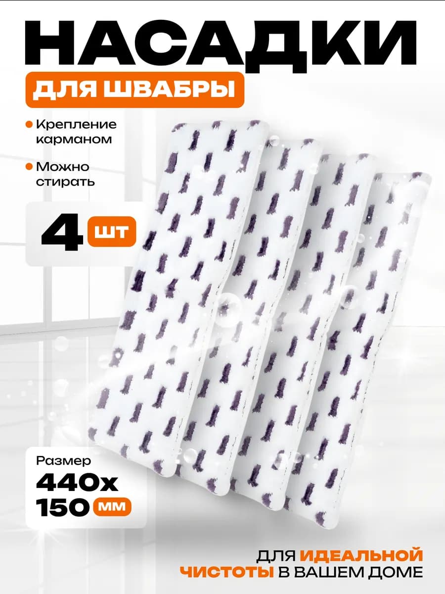 Насадка-тряпка на швабру для уборки из микрофибры и нейлона - фото 1