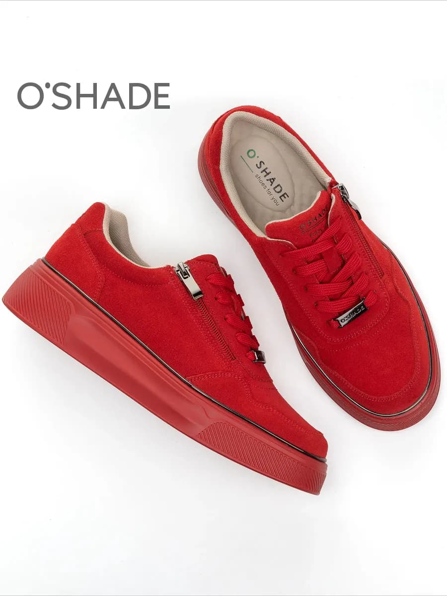 Кеды красные женские натуральная замша на платформе