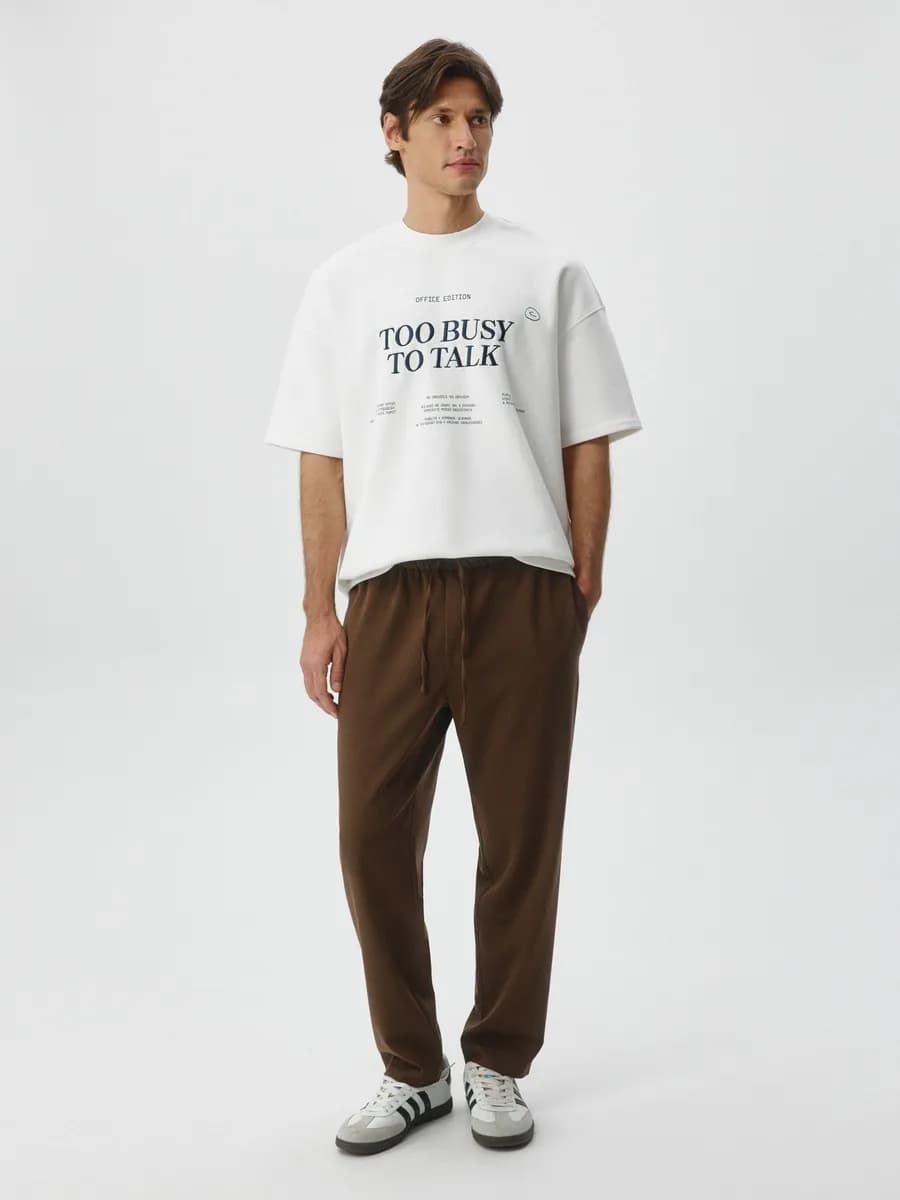 Брюки прямые из хлопка средняя посадка