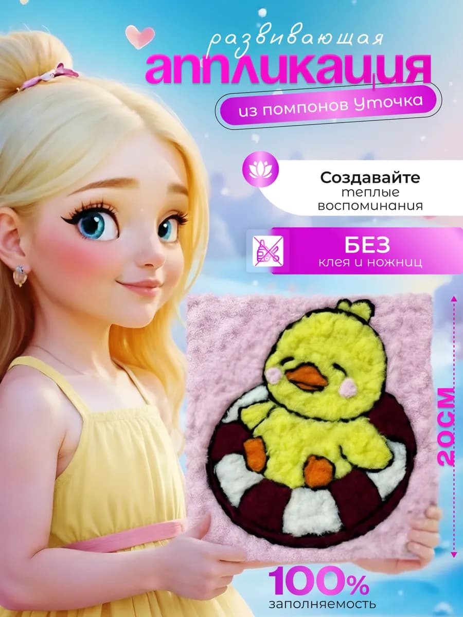Аппликация помпонами Утка