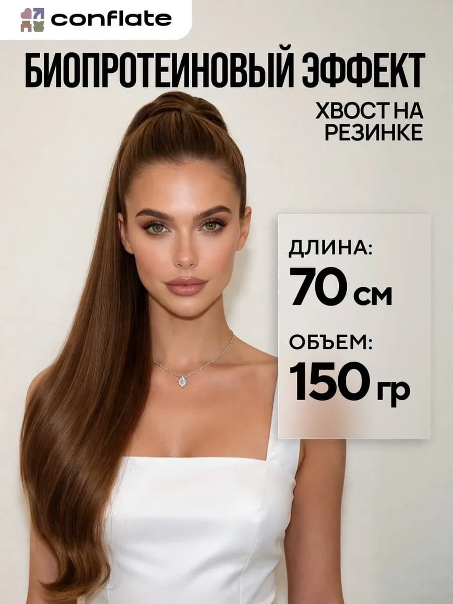 Хвост на резинке накладной кудрявый