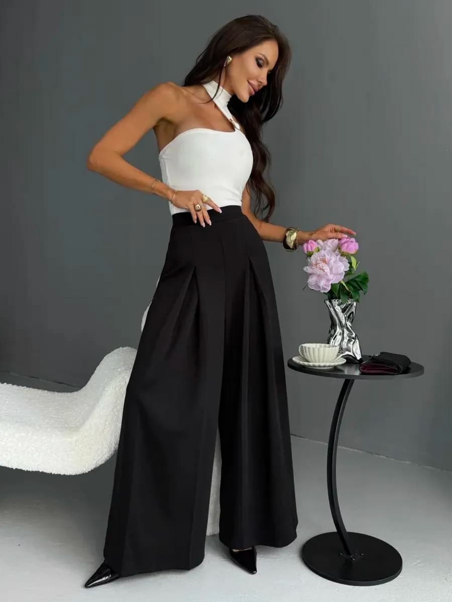 Брюки палаццо широкие классические офисные школьные