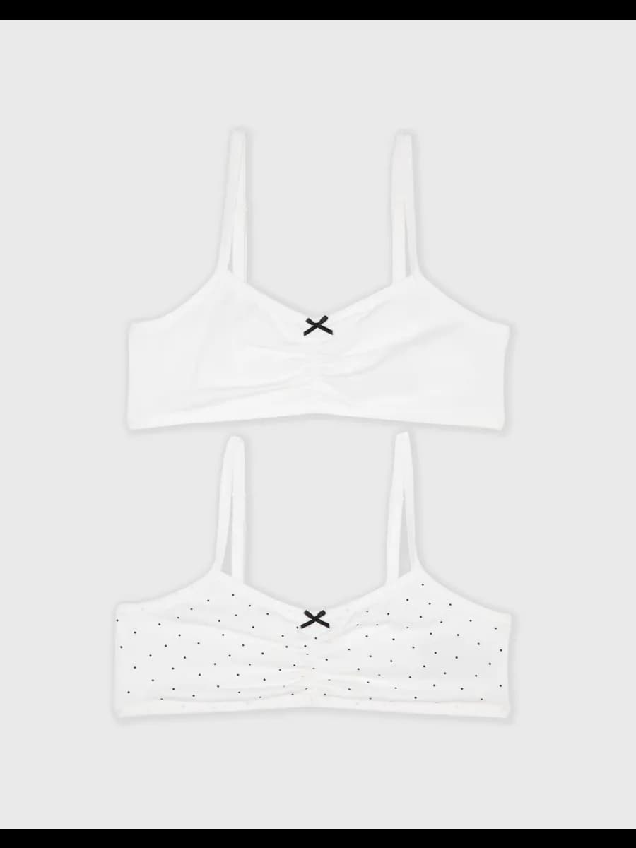 Белые бельевые топы с принтом 2 шт - фото 1