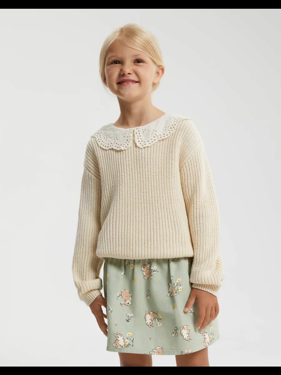 Оливковая джинсовая юбка-трапеция с принтом