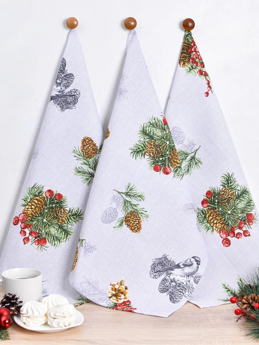 Полотенца кухонные набор 3 шт 60х47 см рогожка - фото 1