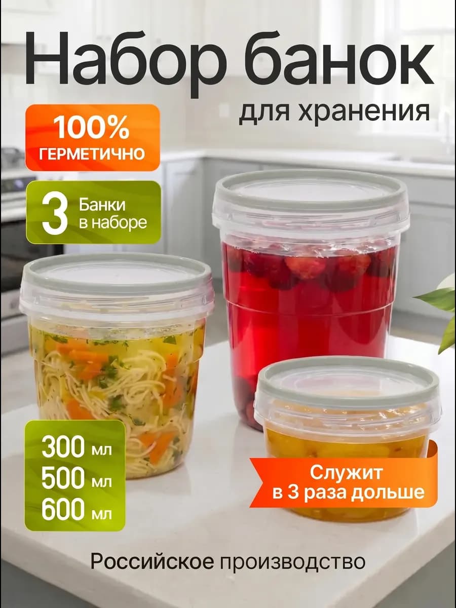 Контейнеры банки пластиковые для хранения