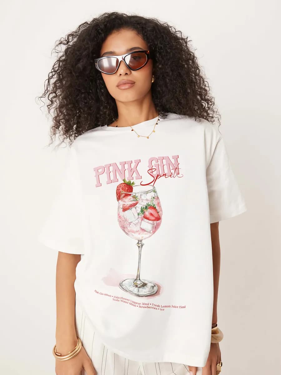 Футболка oversize с принтом Pink Gin