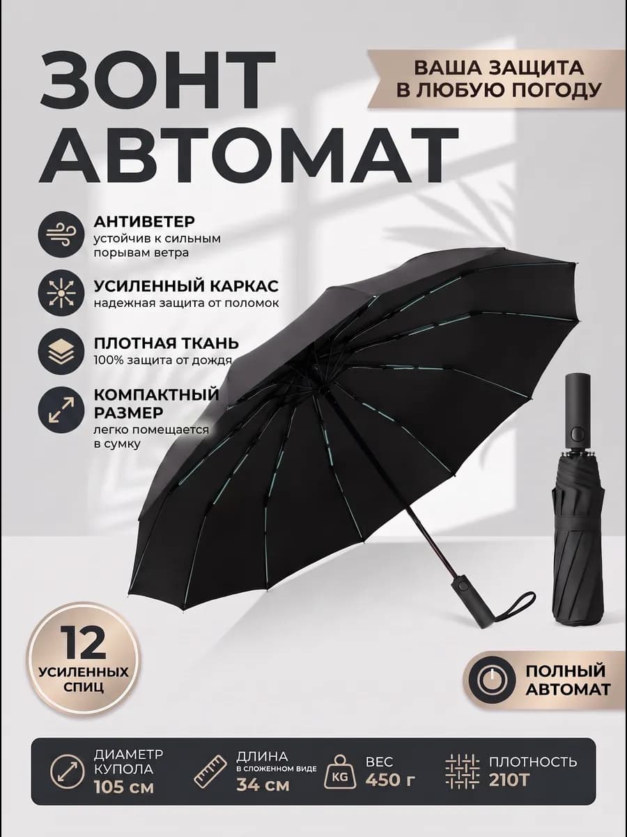 Зонт автомат антиветер складной
