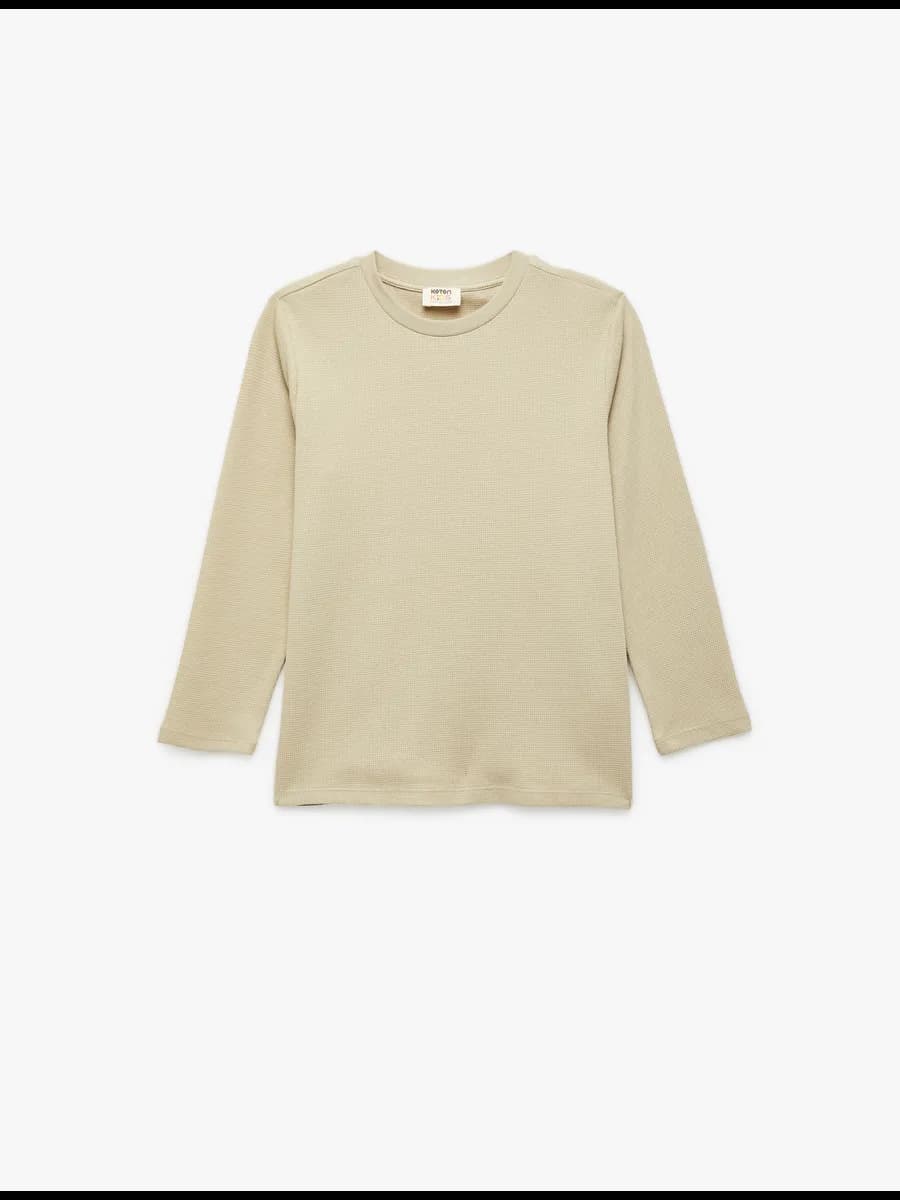 Лонгслив с круглым вырезом из хлопка базовый - фото 1