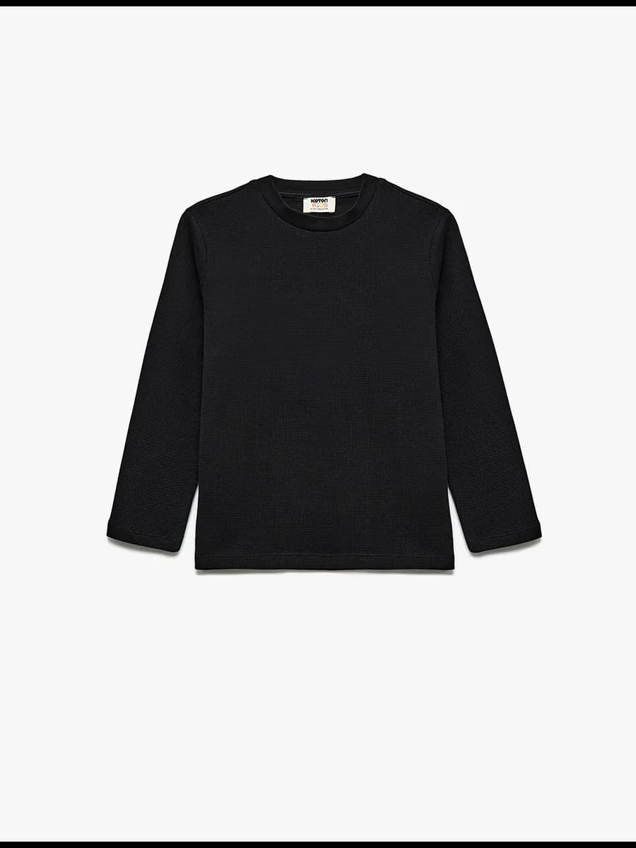 Лонгслив с круглым вырезом из хлопка базовый