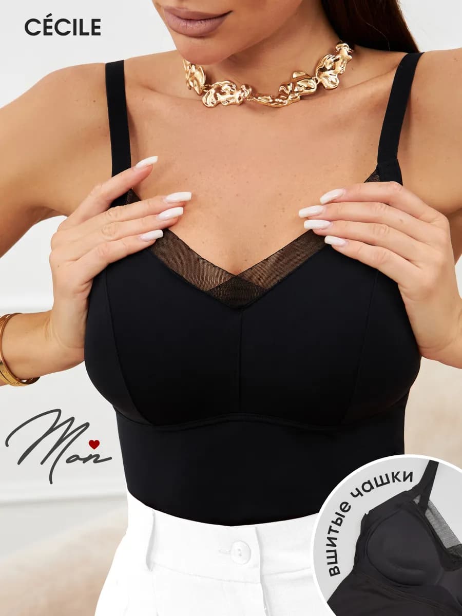 Майка черная под пиджак со встроенным лифом корректирующая