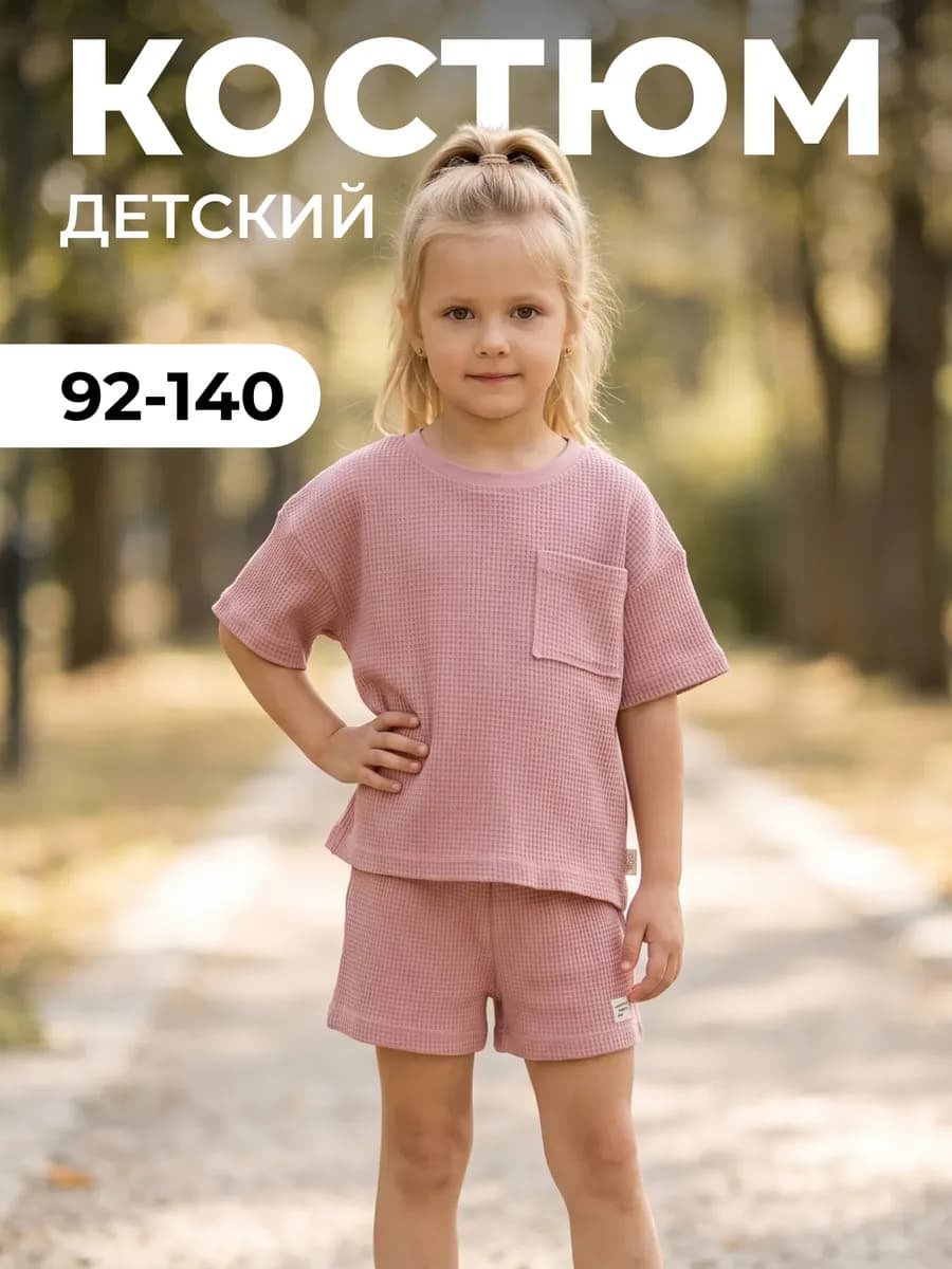 Костюм вафельный с шортами и футболкой