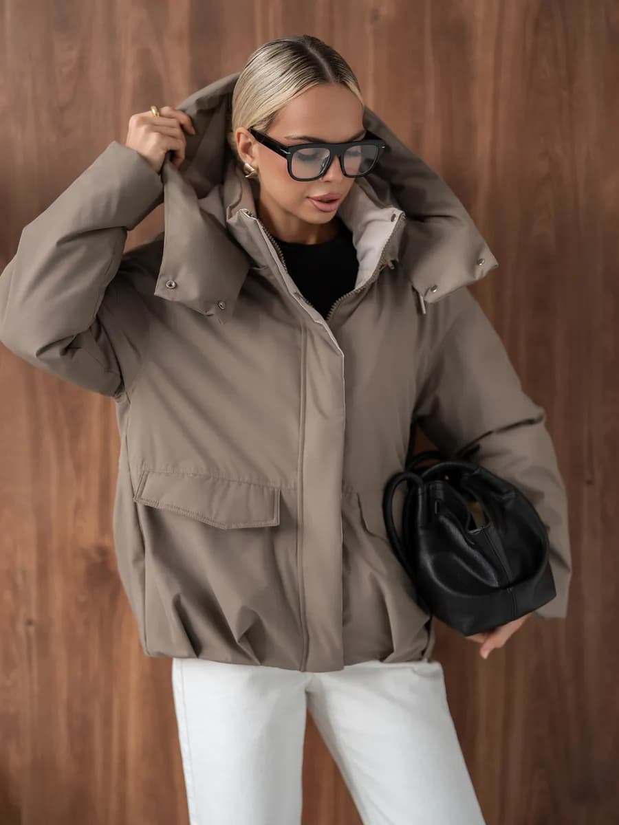 Куртка весенняя с капюшоном оверсайз - фото 1