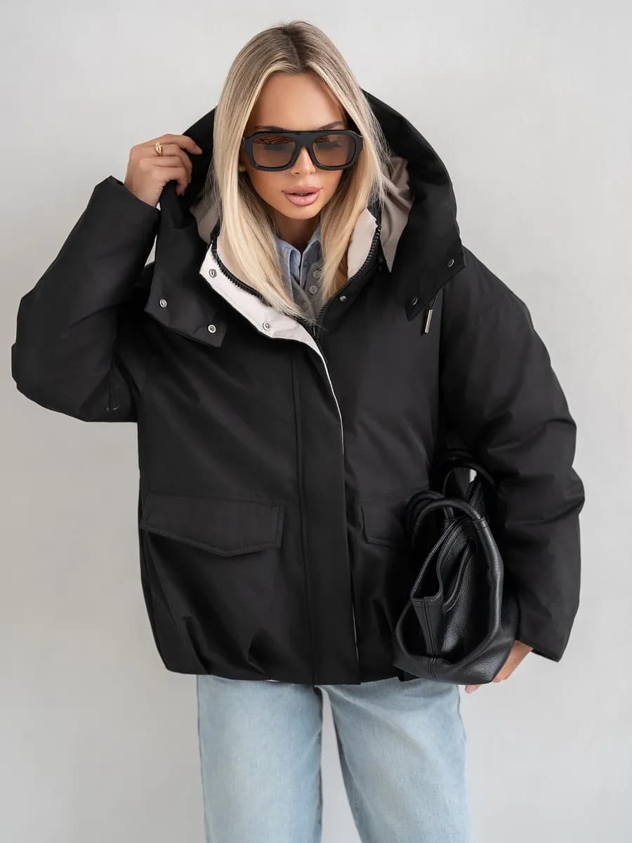 Куртка весенняя с капюшоном оверсайз