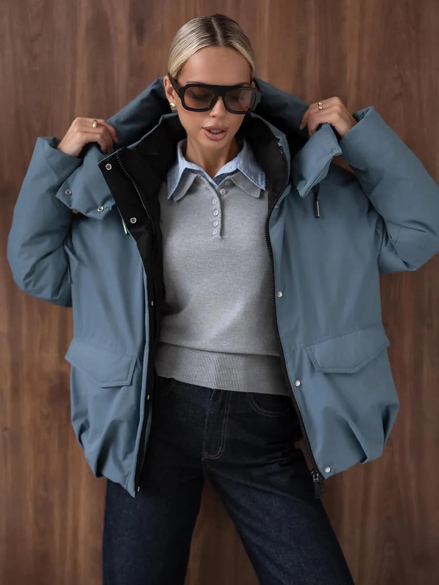 Куртка весенняя с капюшоном оверсайз