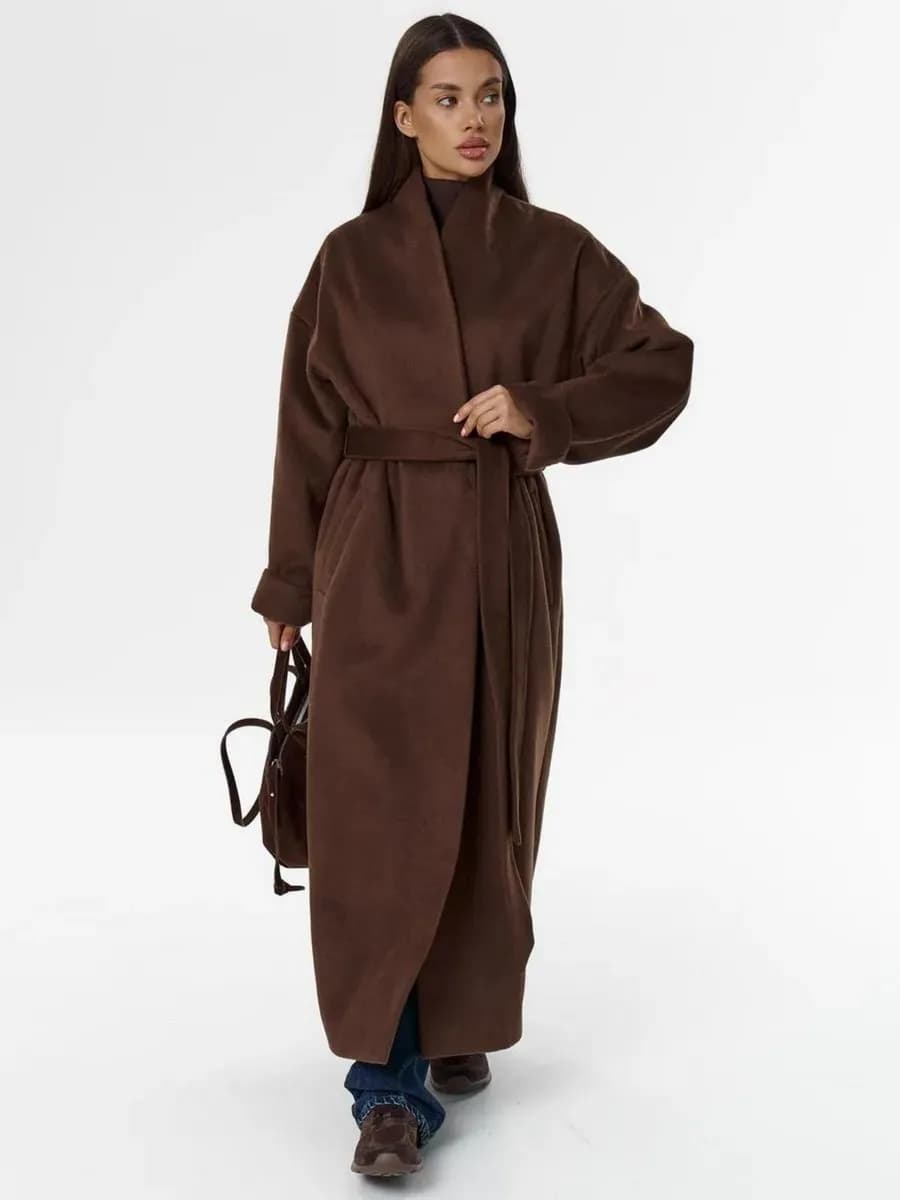 Пальто демисезонное длинное с поясом