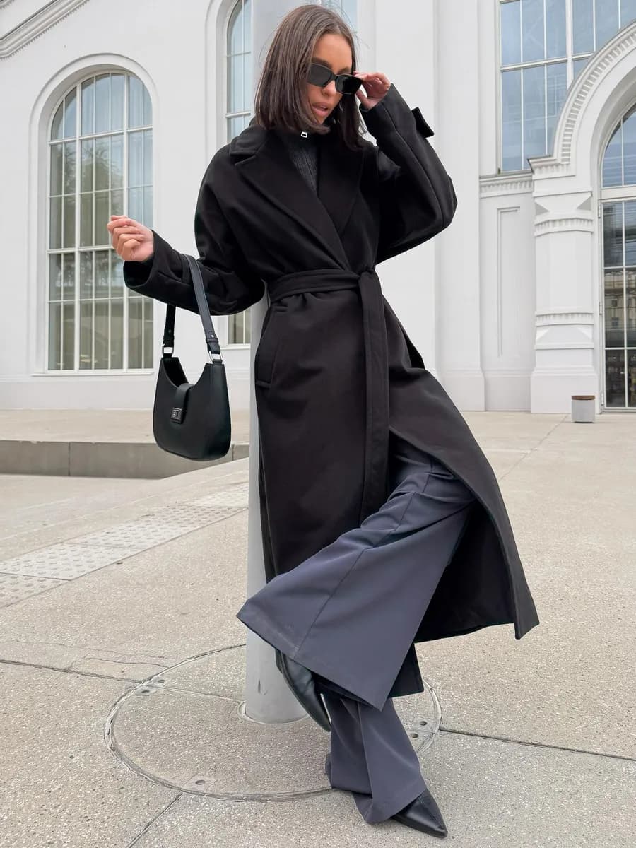 Пальто длинное прямое осеннее