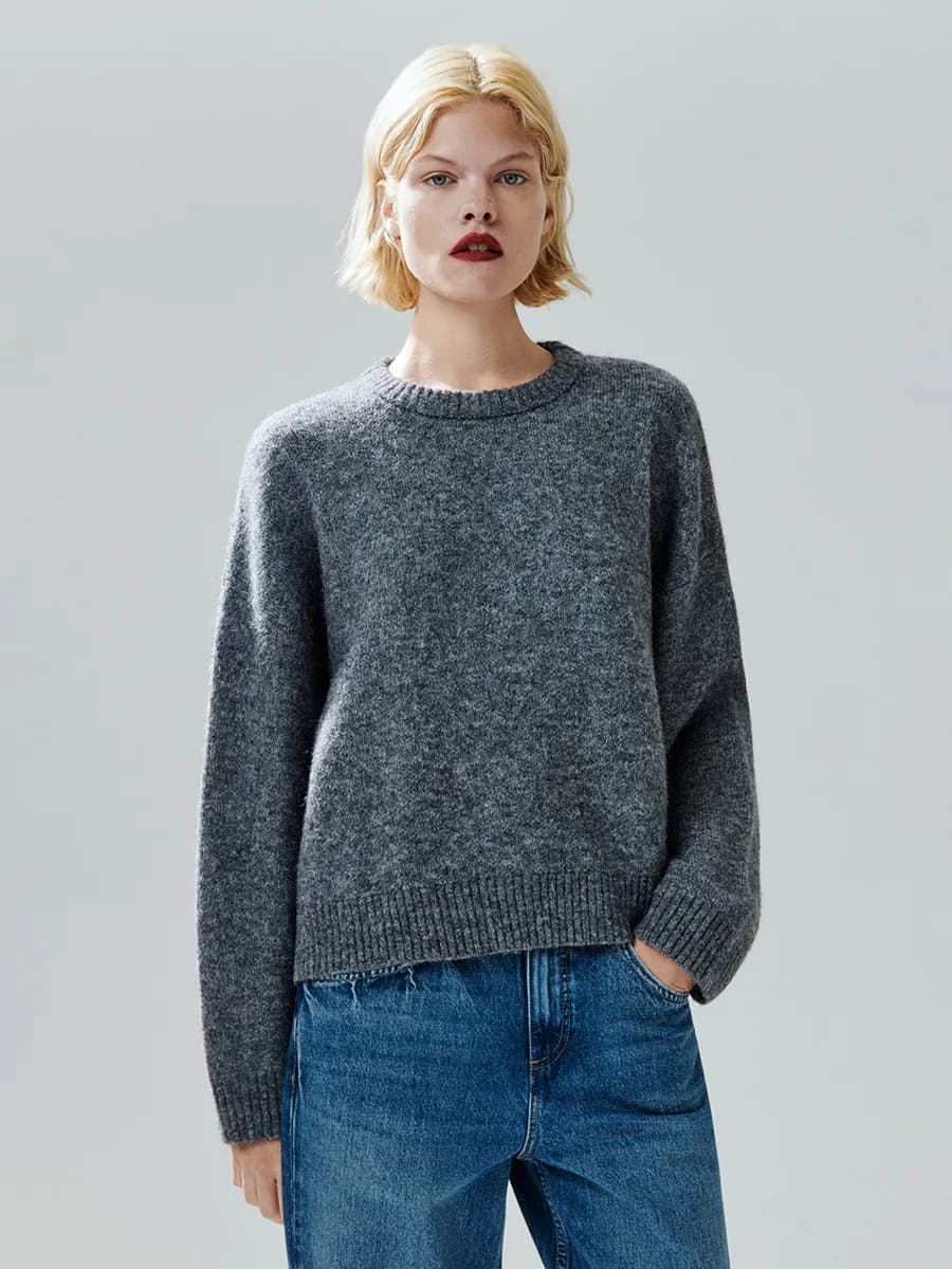 Джемпер базовый вязаный с шерстью оверсайз