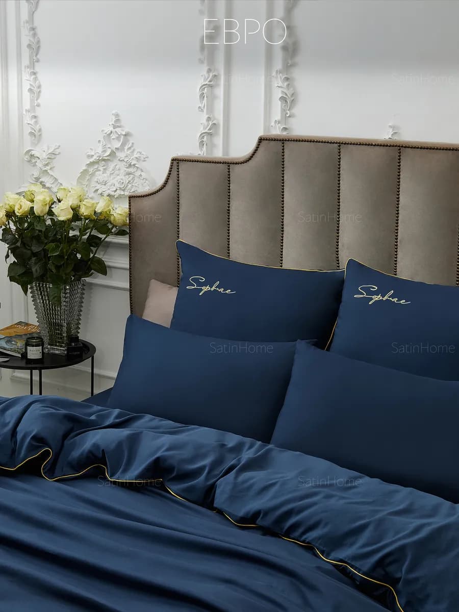 Постельное белье Евро комплект однотонный хлопковый 6 в 1