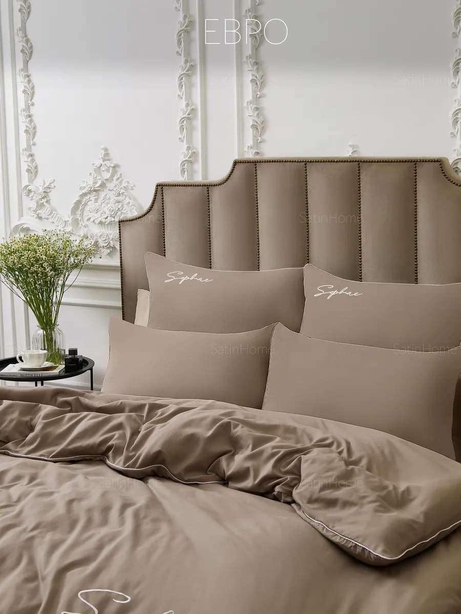 Постельное белье Евро комплект однотонный хлопковый 6 в 1