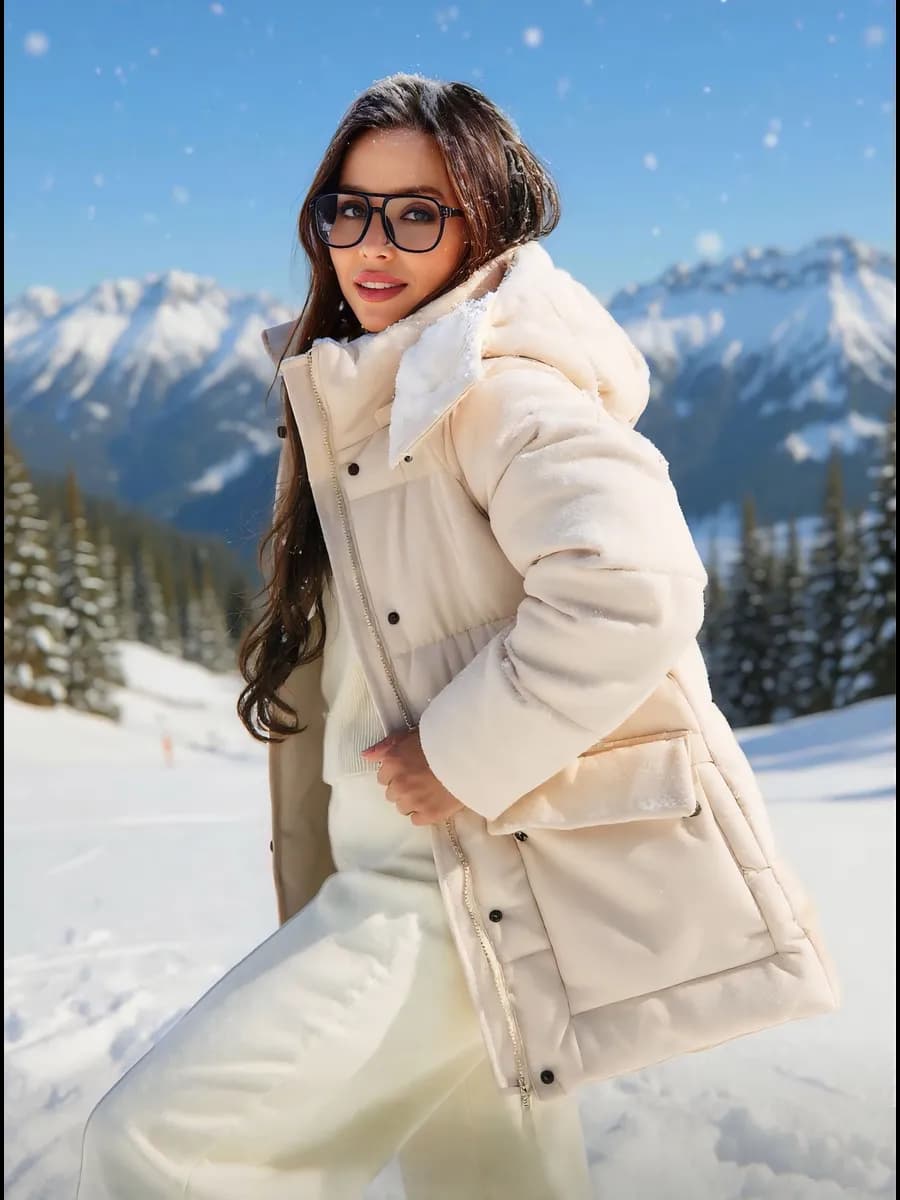 Куртка зимняя оверсайз короткая с капюшоном