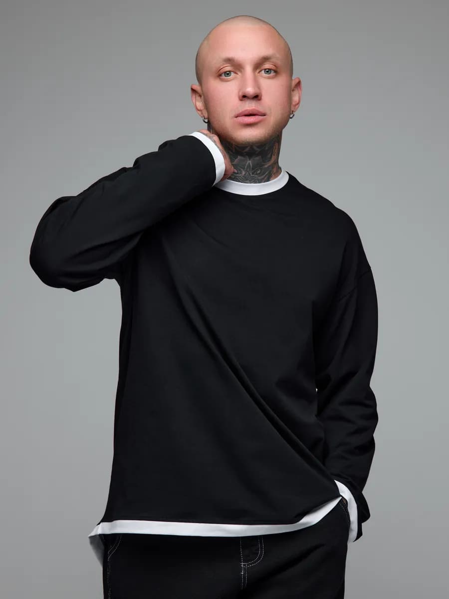 Лонгслив оверсайз удлиненный хлопок