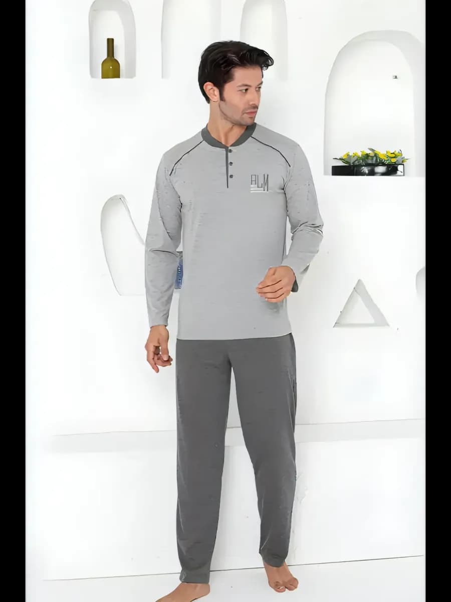 Пижама со штанами с длинным рукавом хлопковая