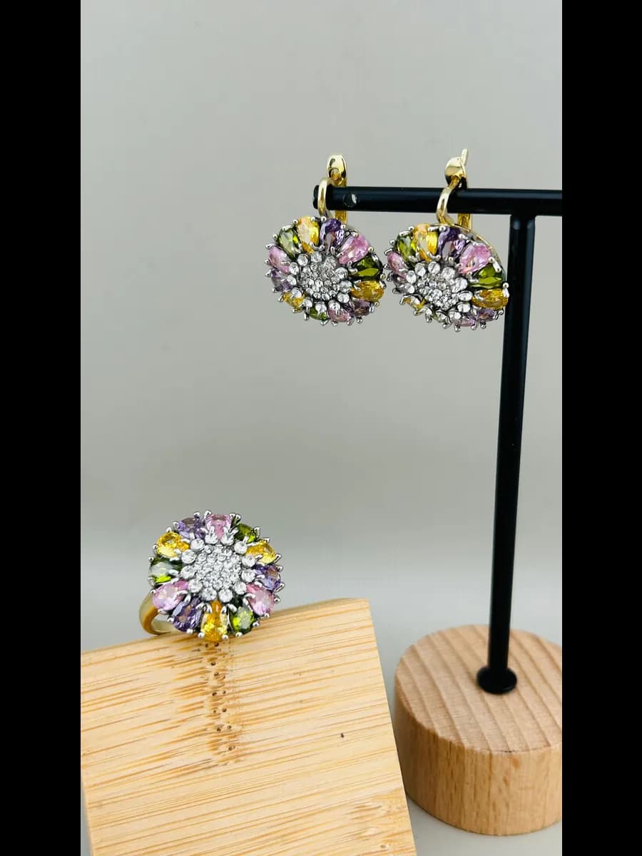 комплект бижутерия украшение кольцо серьги