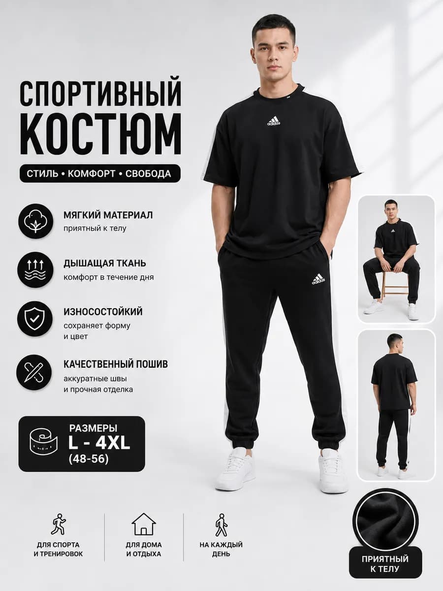 Спортивный костюм с брюками и футболкой