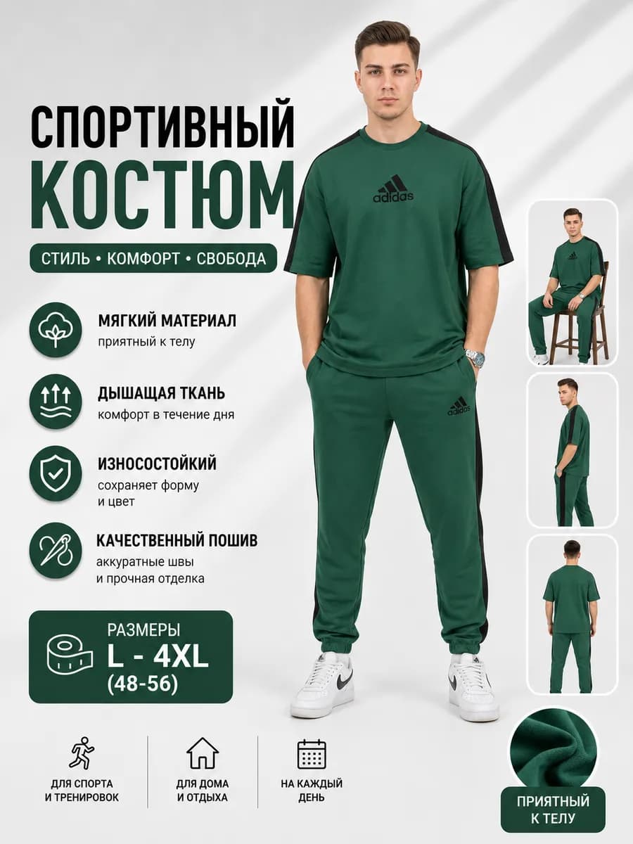 Спортивный костюм с брюками и футболкой