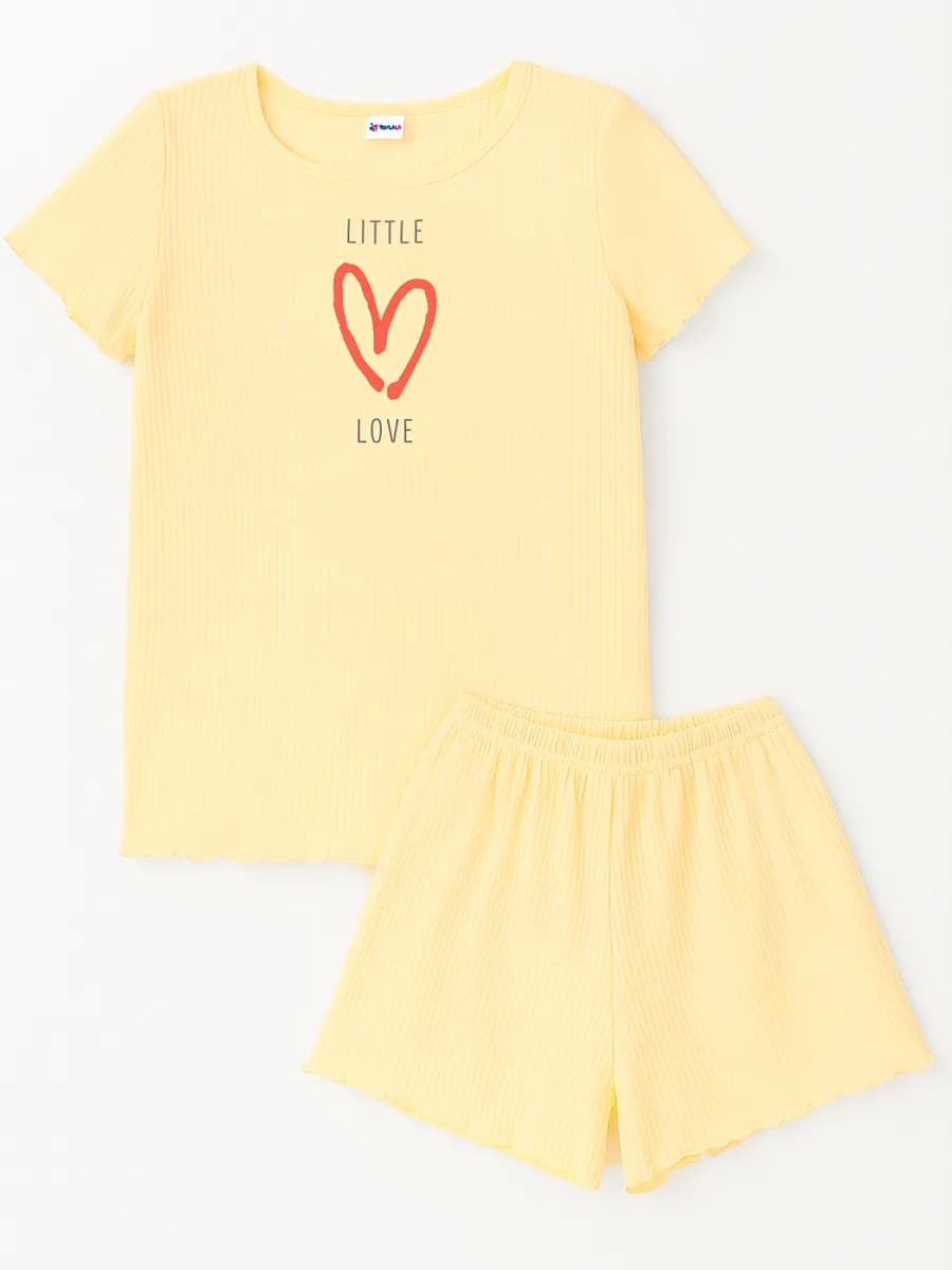 Пижама с шортами в рубчик