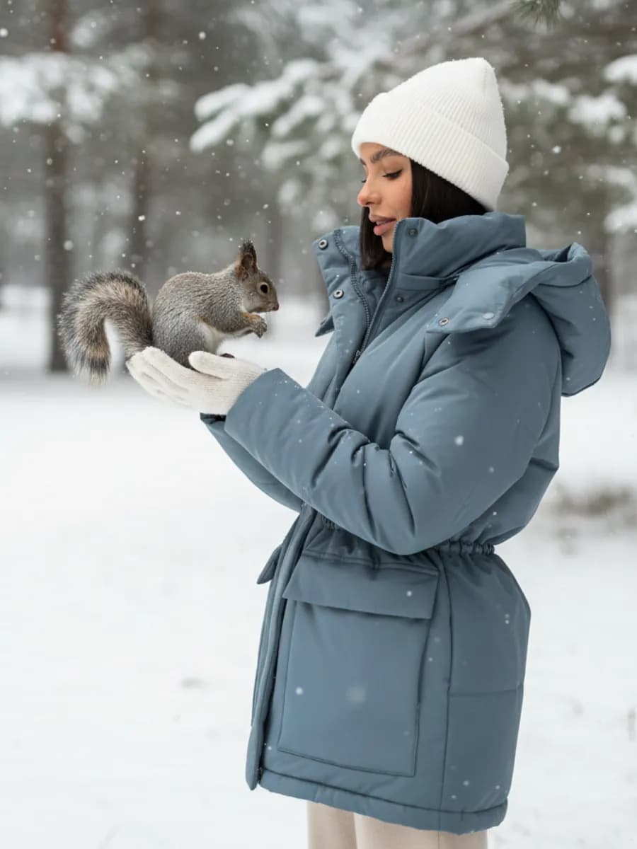 Куртка зимняя оверсайз удлиненная с капюшоном - фото 1