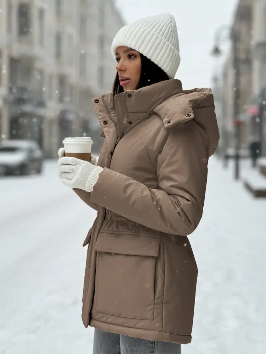Куртка зимняя оверсайз удлиненная с капюшоном