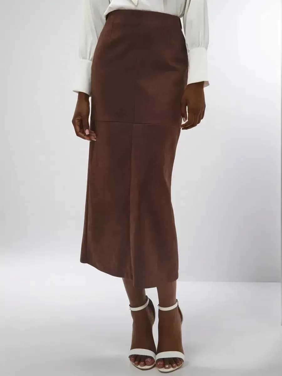 Юбка карандаш миди замшевая