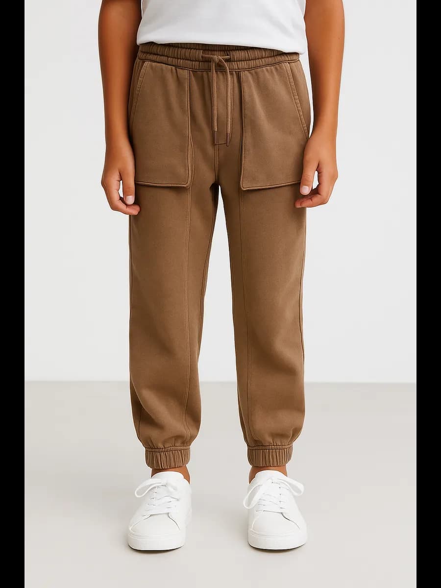 Брюки-джоггеры бежевые с эффектом стирки