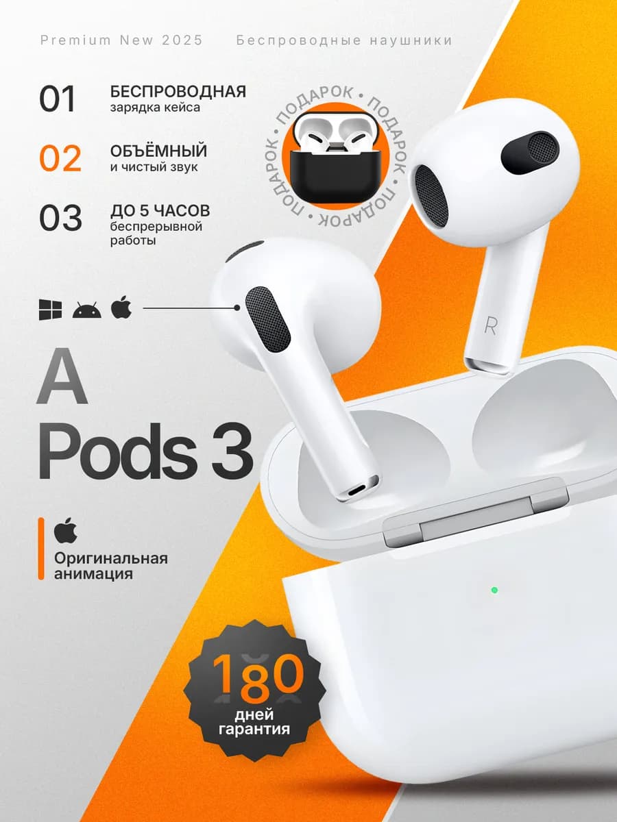 Наушники беспроводные Air 3 для iPhone и Android - фото 1