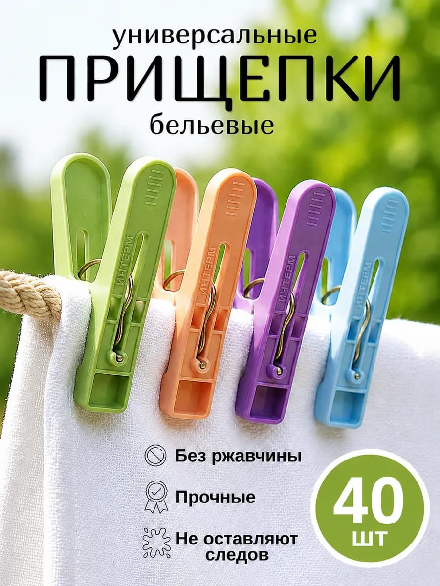 Прищепки бельевые уличные прочные 40 шт