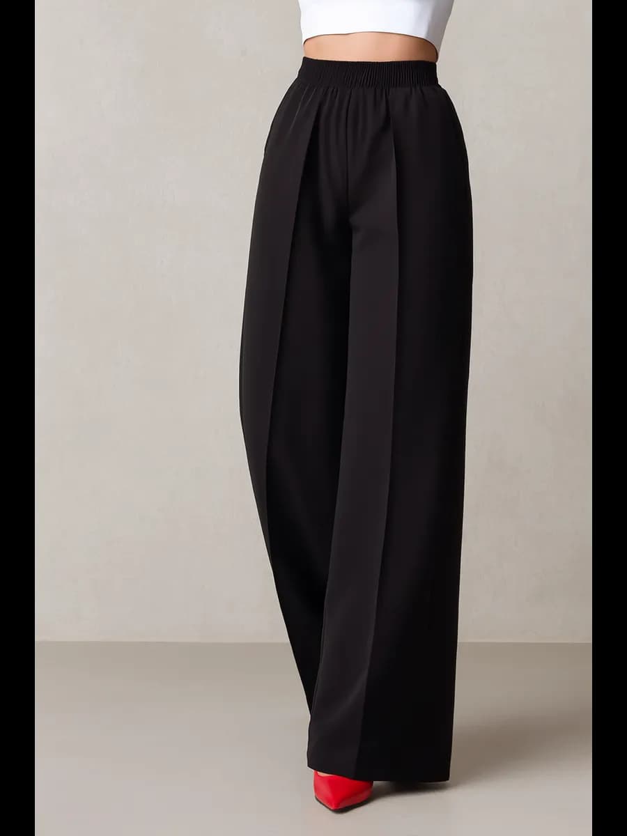 Брюки осенние палаццо классические широкие со стрелками - фото 1