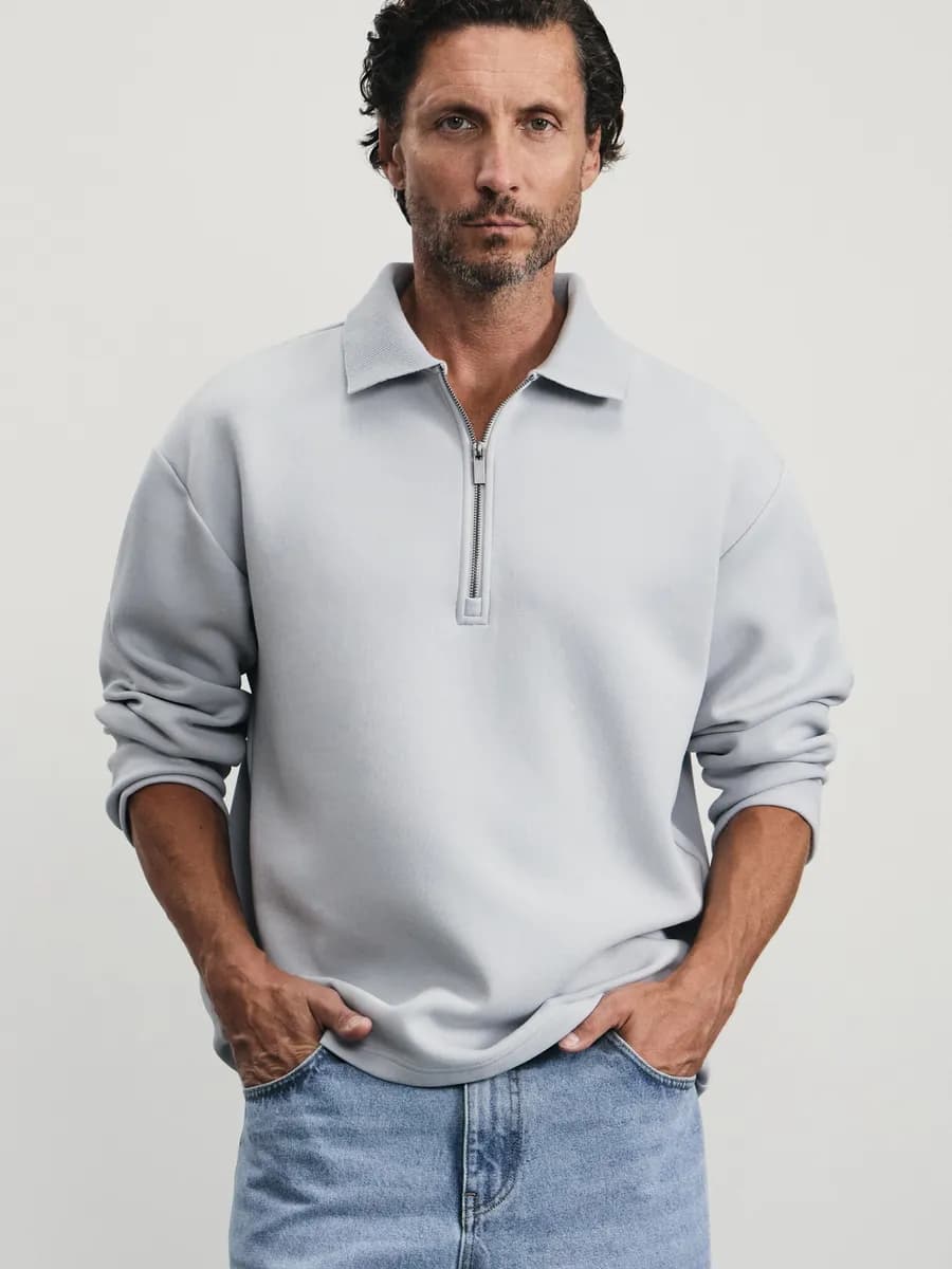 Толстовка оверсайз на молнии с воротником