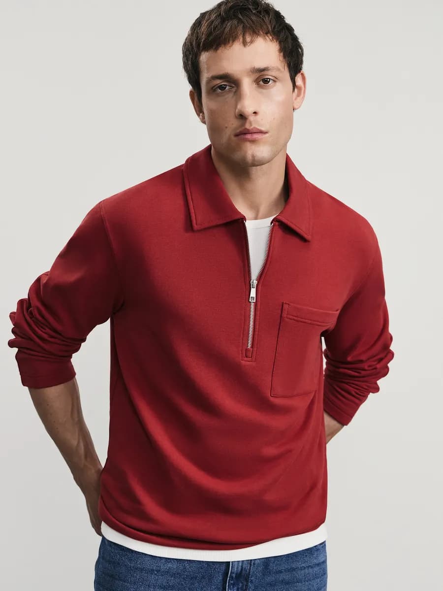 Толстовка на молнии кофта базовая с отложным воротником