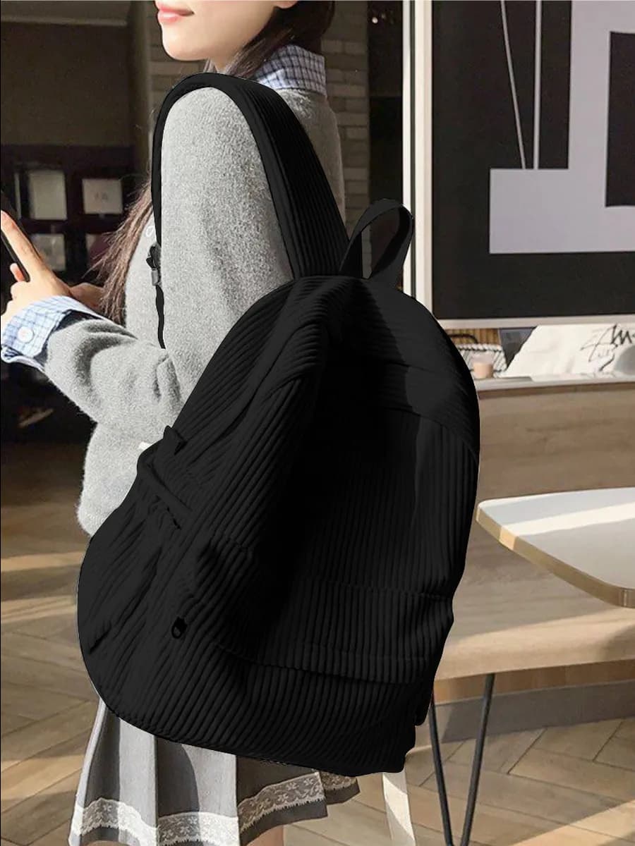 Рюкзак школьный городской вельветовый женский тканевый