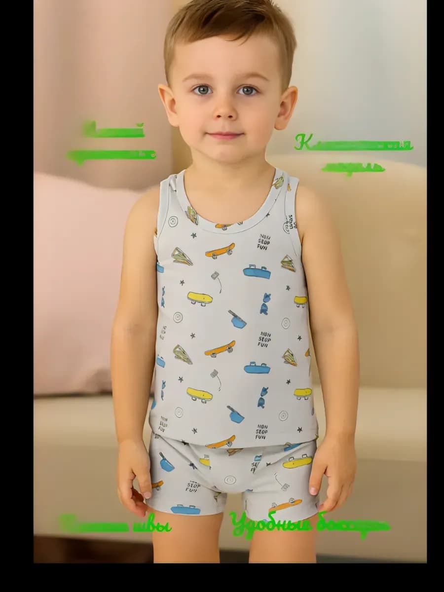Детский комплект нижнего белья майка и боксеры - фото 1