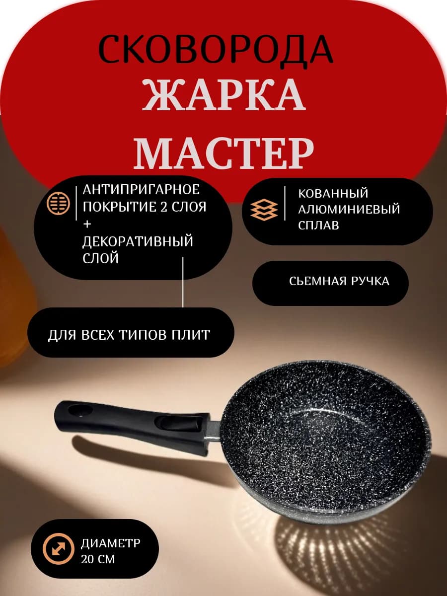 Сковорода 20 см индукционная антипригарная