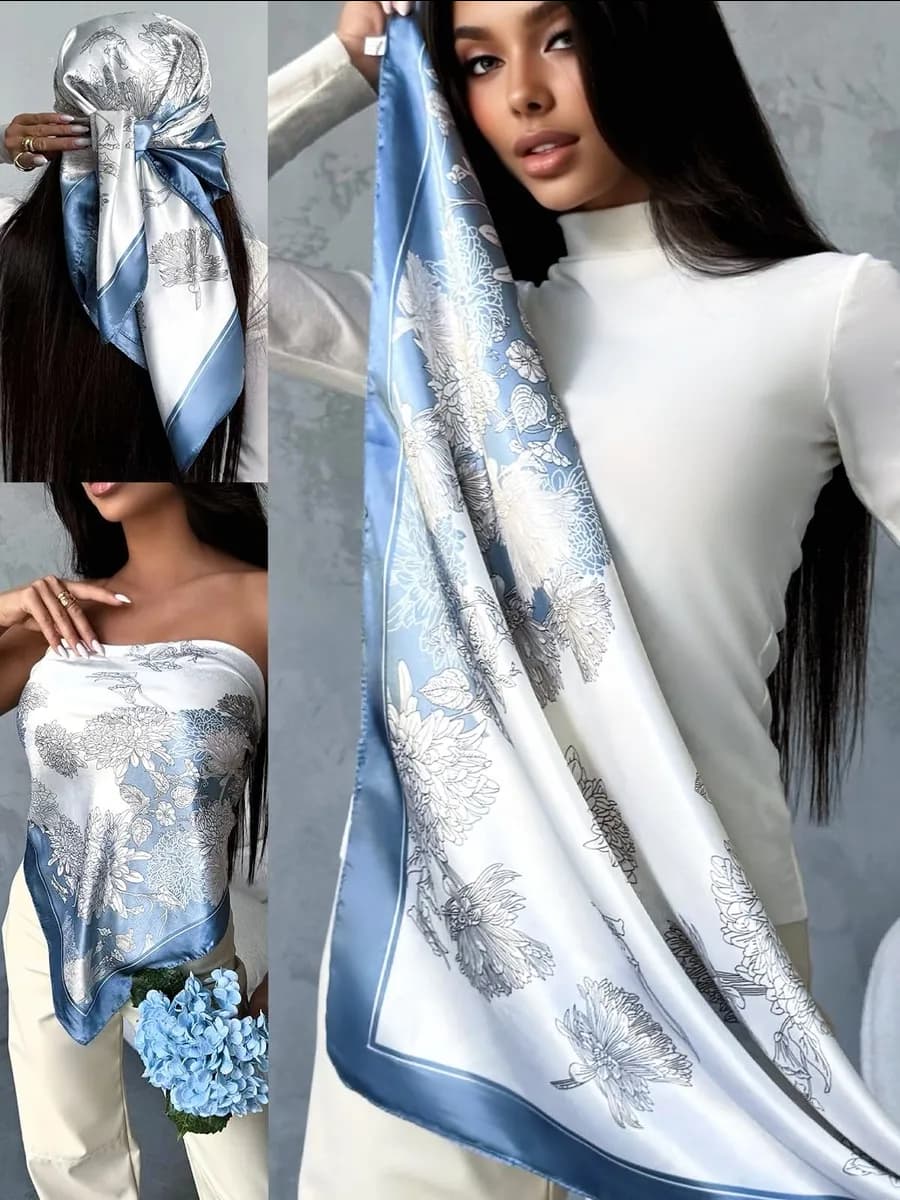 Шелковый платок на голову и шею